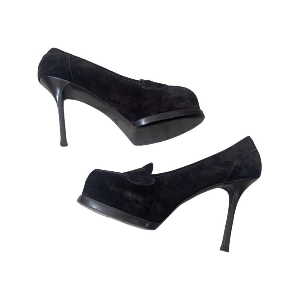 Yves Saint Laurent retro brown suede heels size 38.5 - Picture 3 of 8